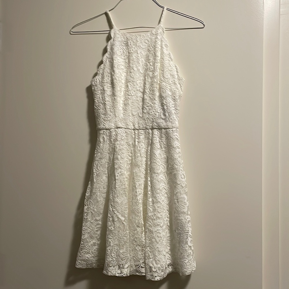 White Scalloped Lace Dress